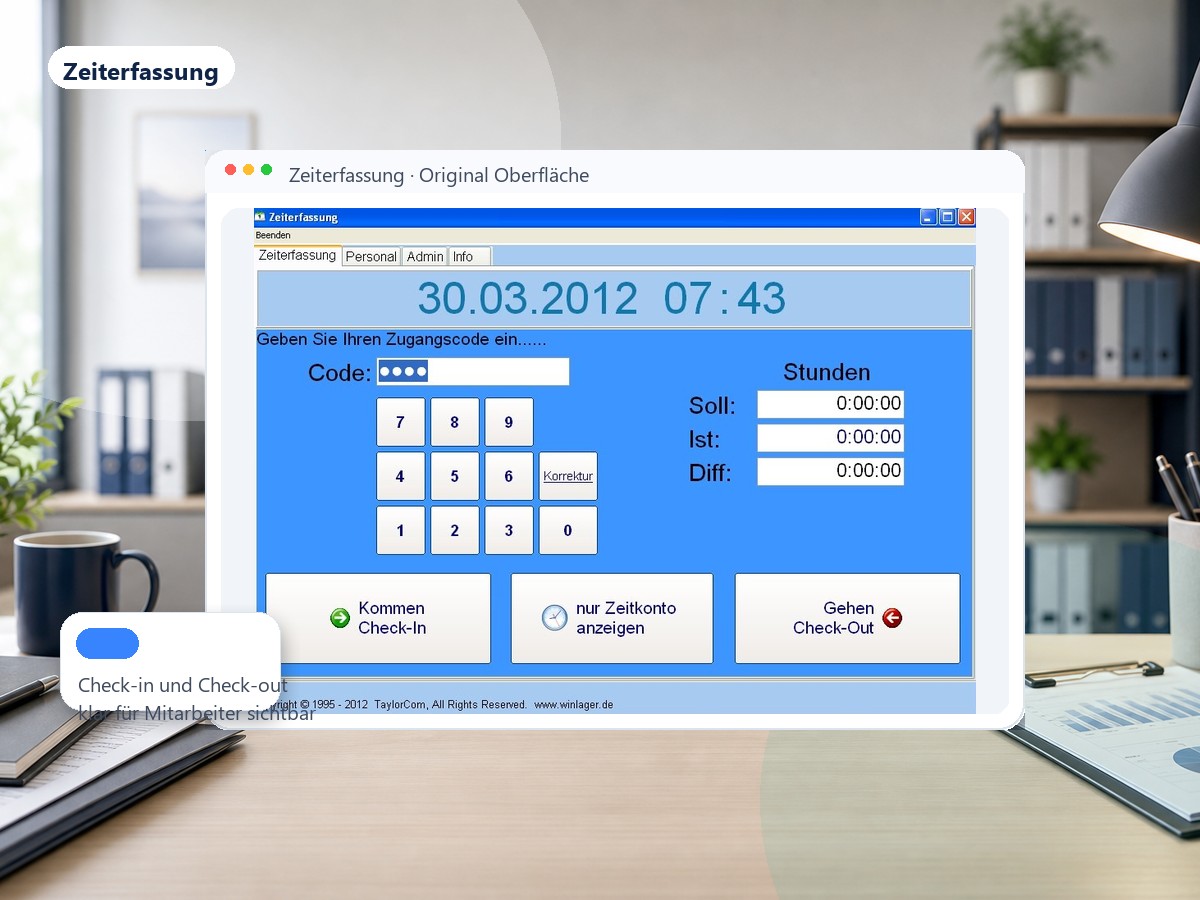 Zeiterfassung Software - PIN-Eingabe Touch-Terminal